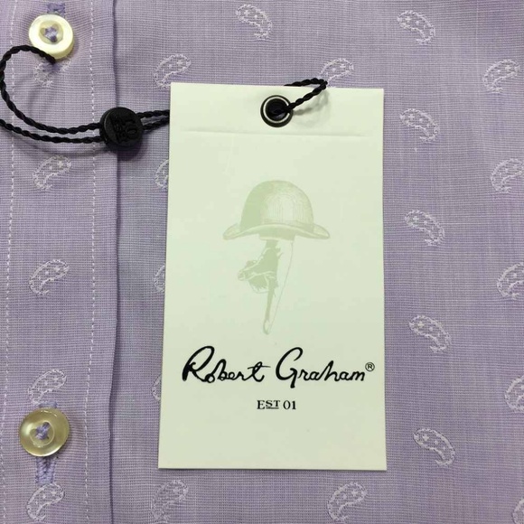 NWT Robert Graham Derry Button Shirt Lavender Paisley Flip Cuff Men - Picture 5 of 7